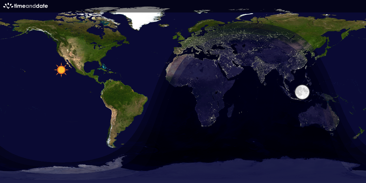 Verdenskart som viser dag og natt 