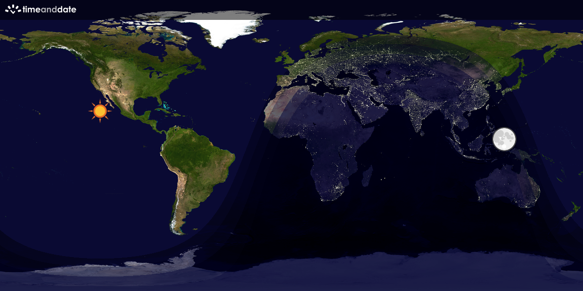Verdenskart som viser dag og natt 