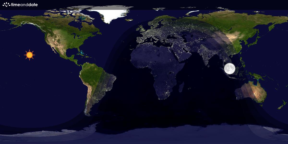 Verdenskart som viser dag og natt 