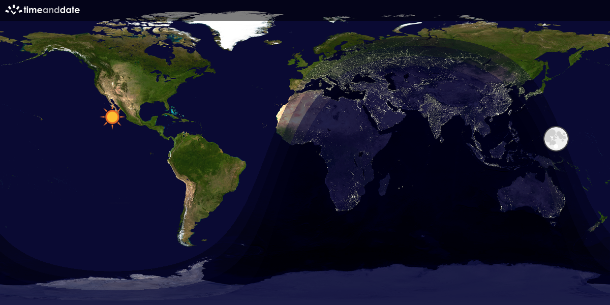 Verdenskart som viser dag og natt 