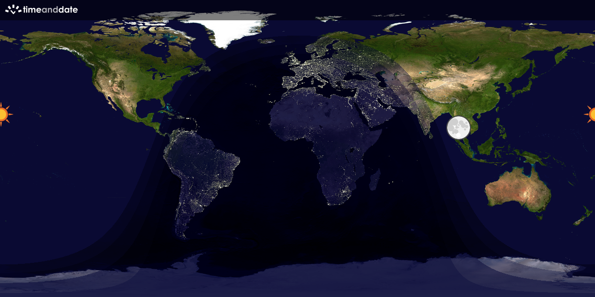 Verdenskart som viser dag og natt 