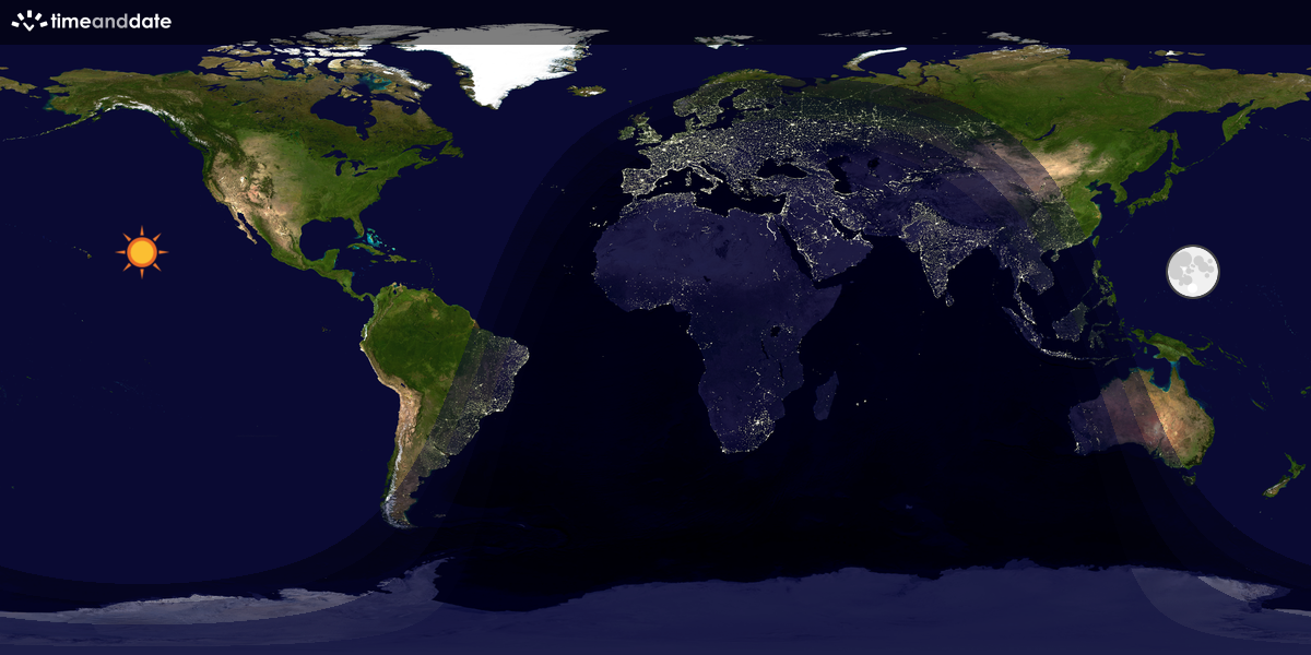 Verdenskart som viser dag og natt 