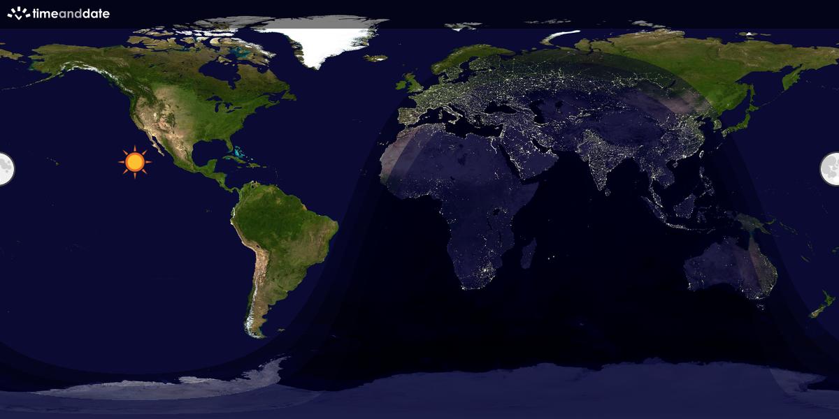 Verdenskart som viser dag og natt 