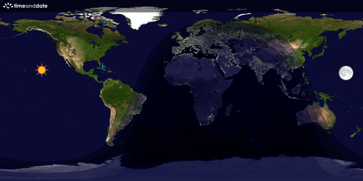Verdenskart som viser dag og natt 