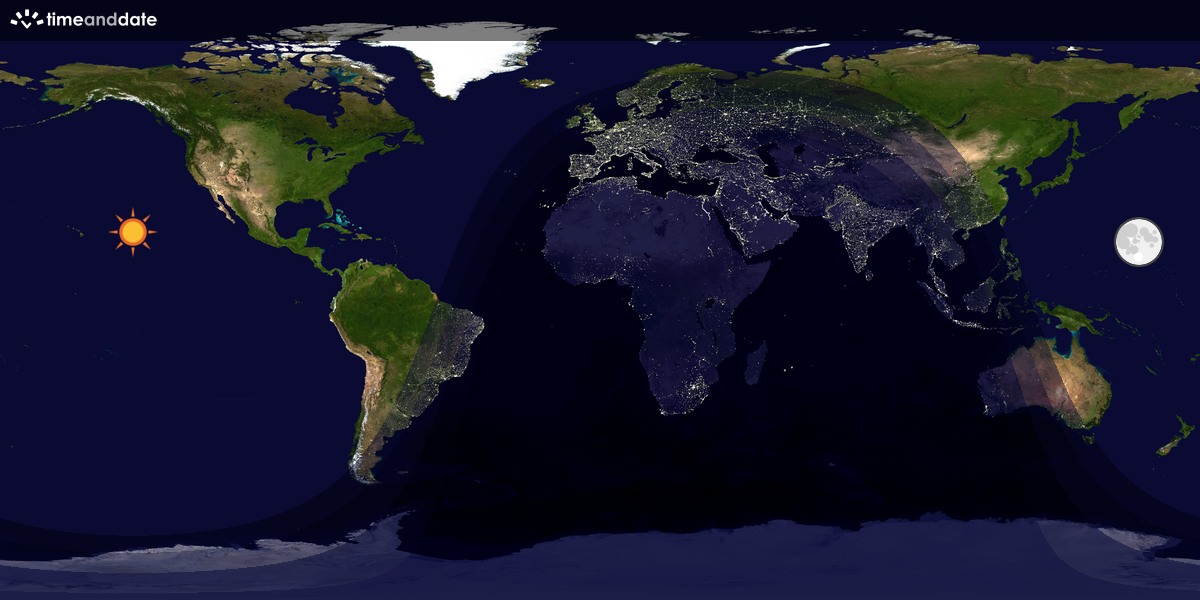 Verdenskart som viser dag og natt 