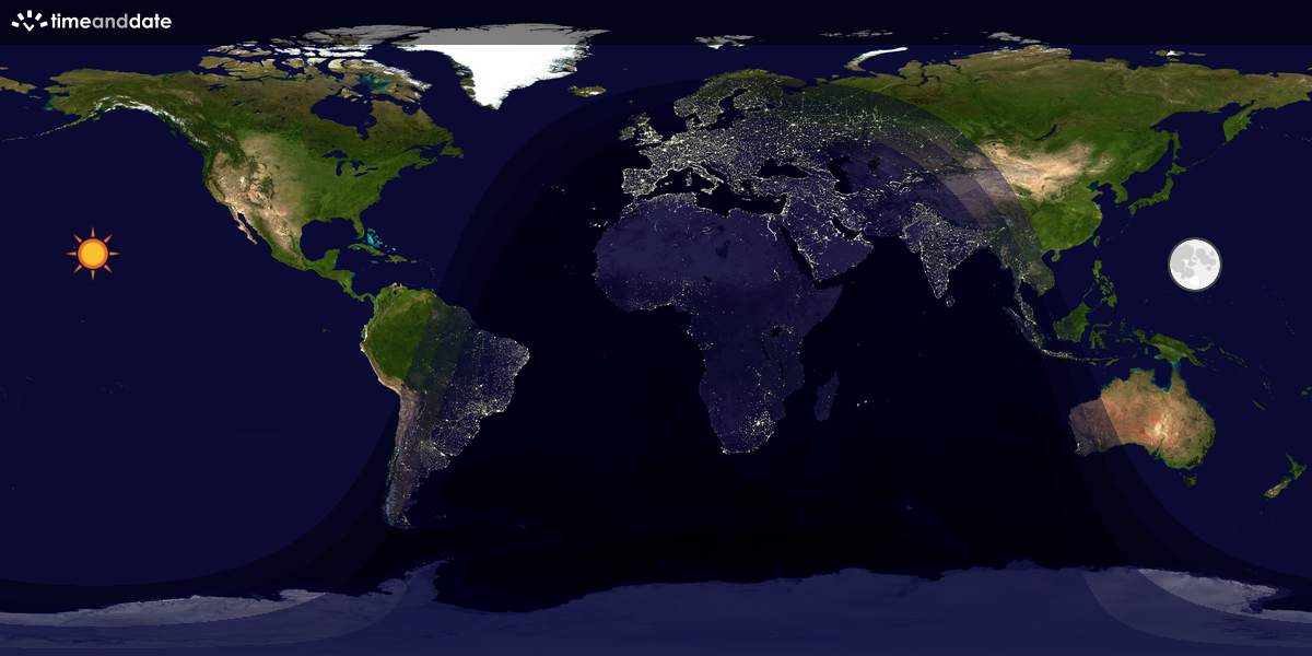 Verdenskart som viser dag og natt 