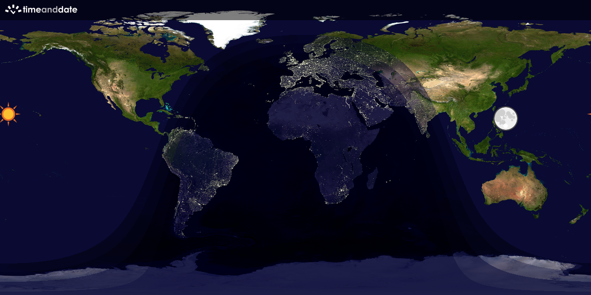 Verdenskart som viser dag og natt 