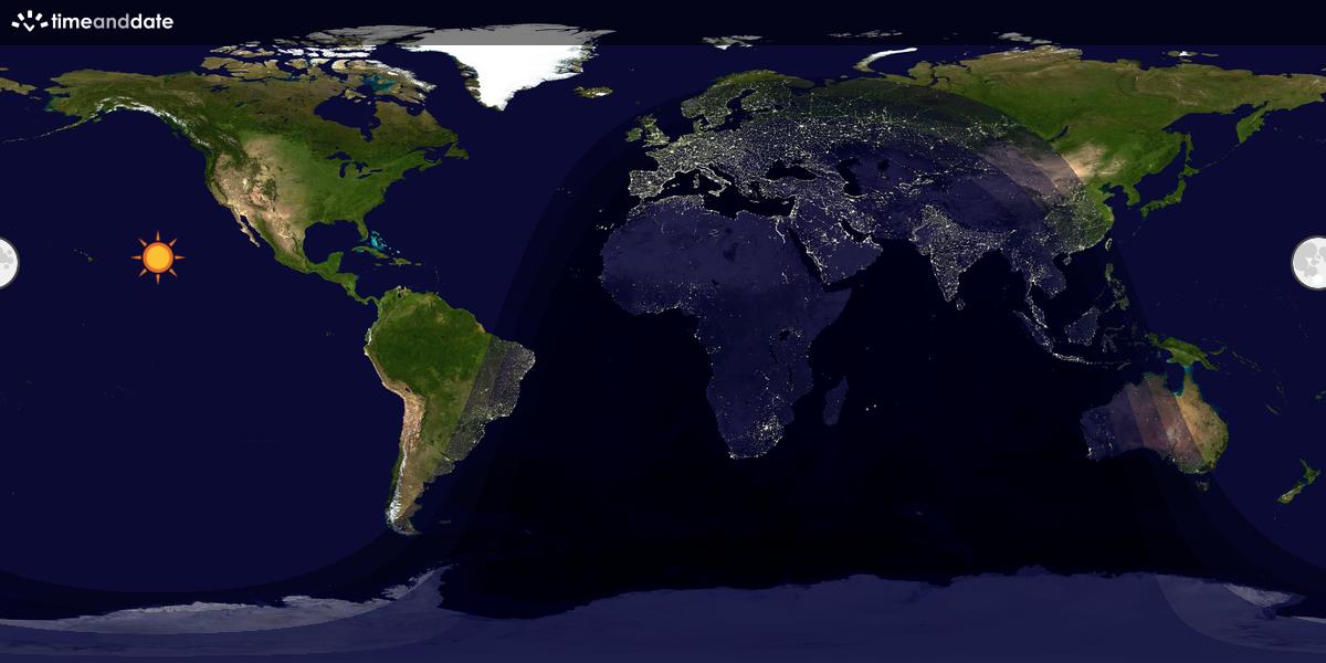 Verdenskart som viser dag og natt 