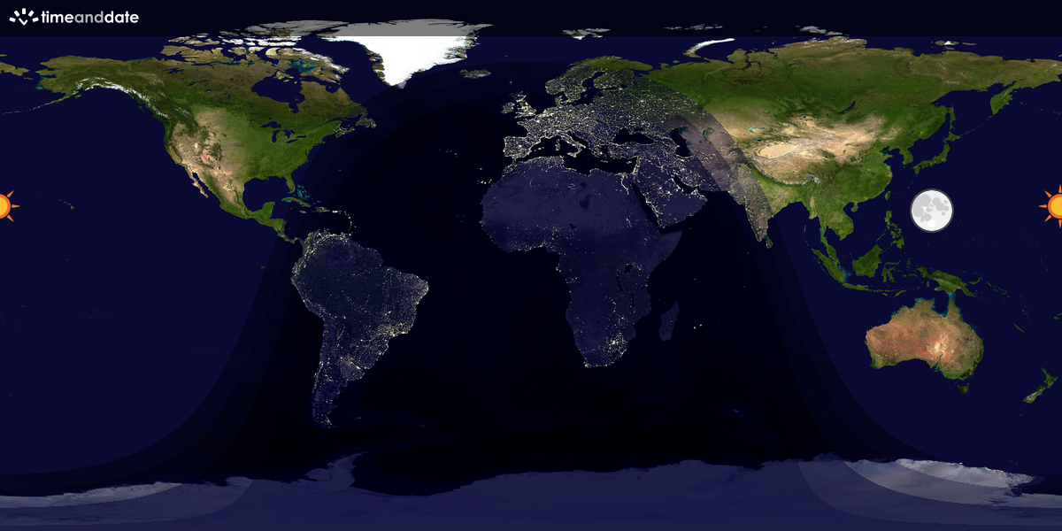 Verdenskart som viser dag og natt 