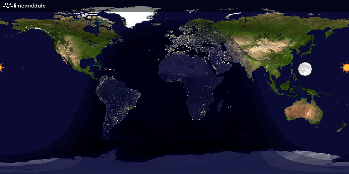Verdenskart som viser dag og natt 