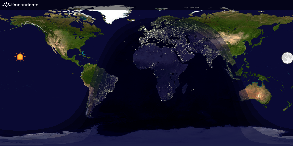 Verdenskart som viser dag og natt 