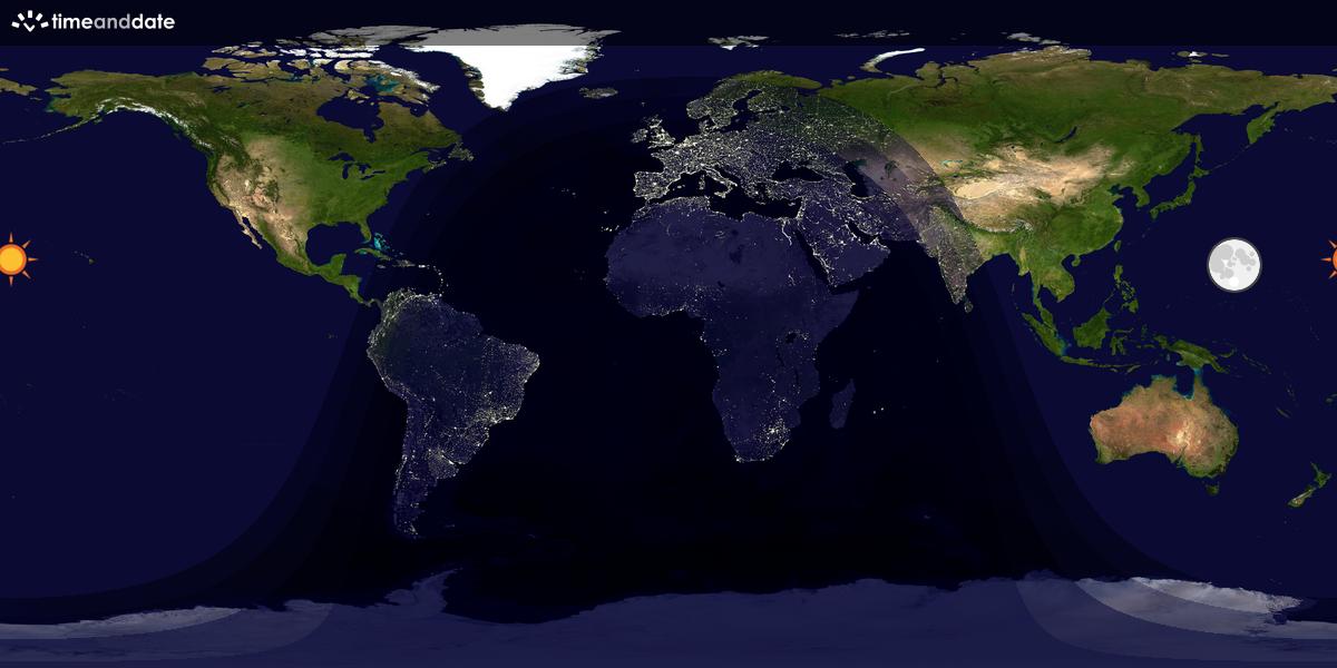 Verdenskart som viser dag og natt 