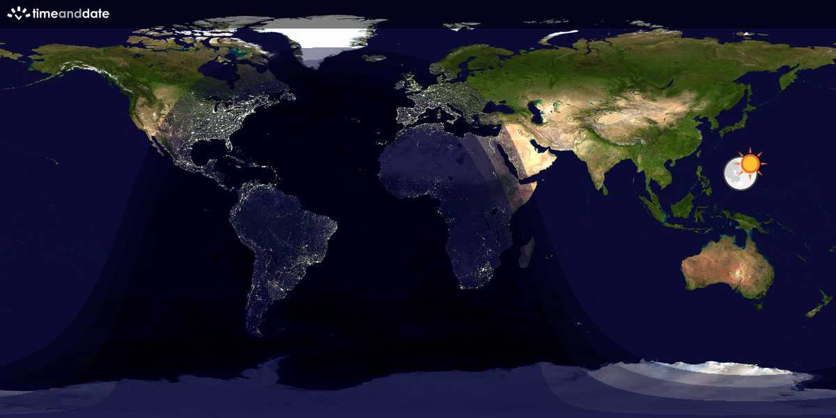 Verdenskart som viser dag og natt 
