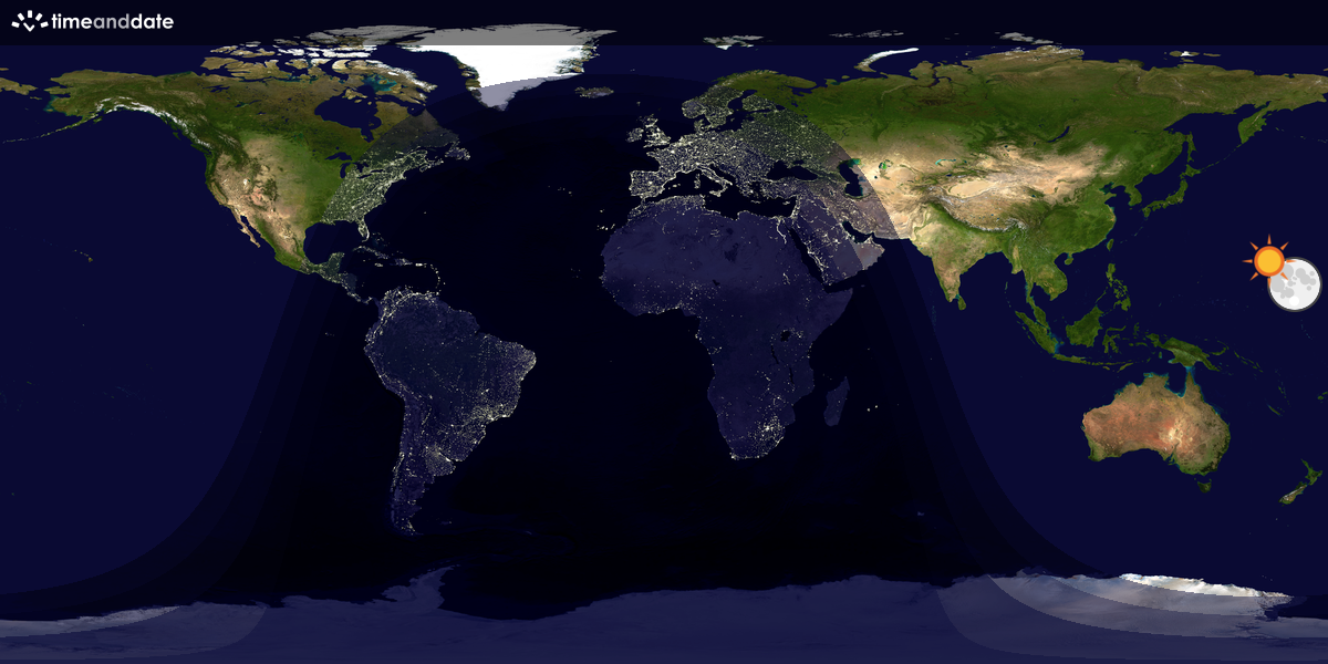 Verdenskart som viser dag og natt 