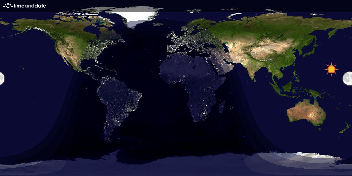 Verdenskart som viser dag og natt 