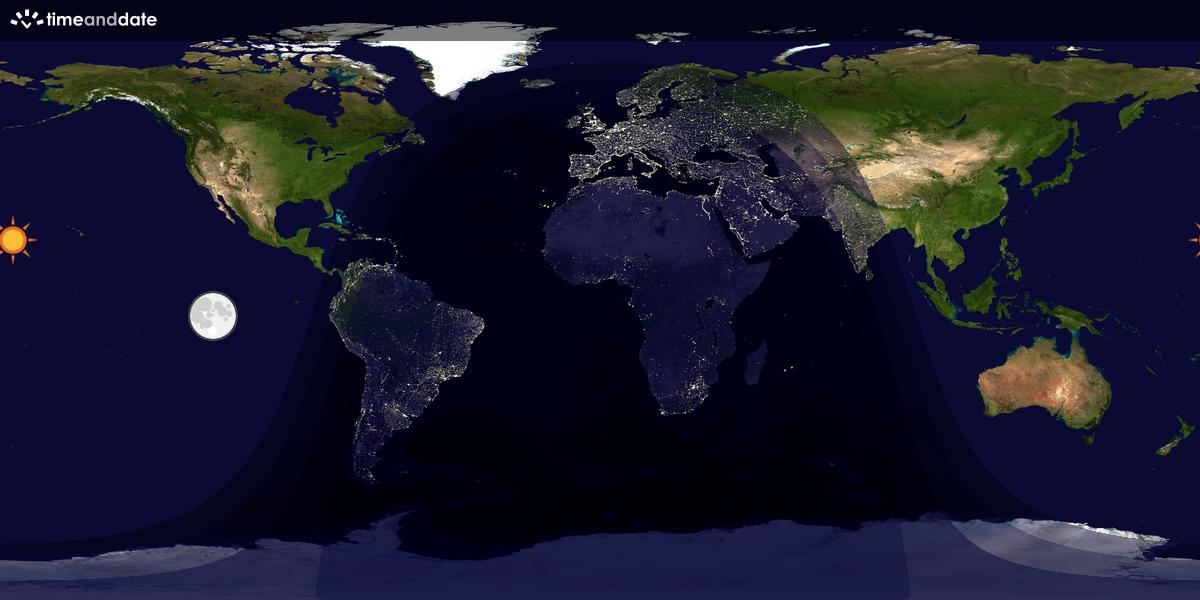 Verdenskart som viser dag og natt 