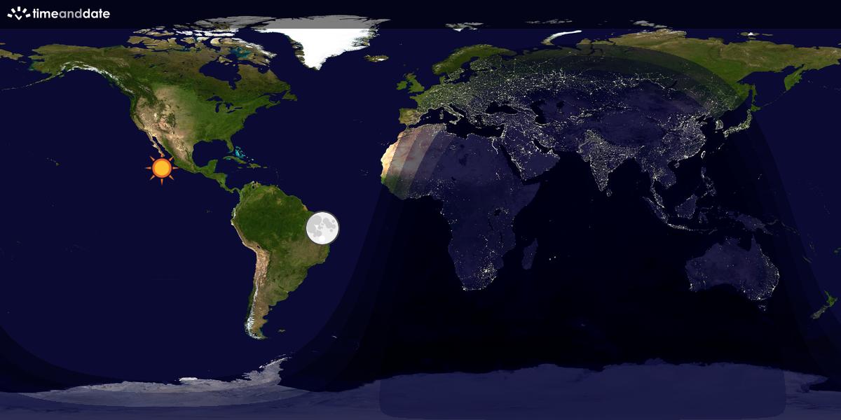 Verdenskart som viser dag og natt 