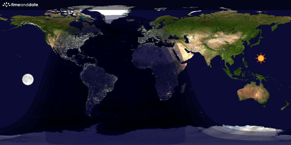 Verdenskart som viser dag og natt 