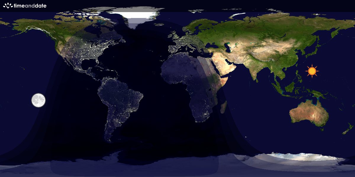Verdenskart som viser dag og natt 