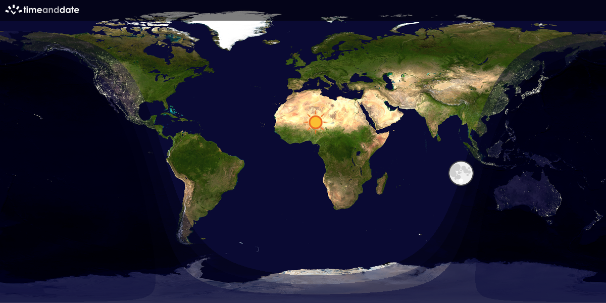 Verdenskart som viser dag og natt 