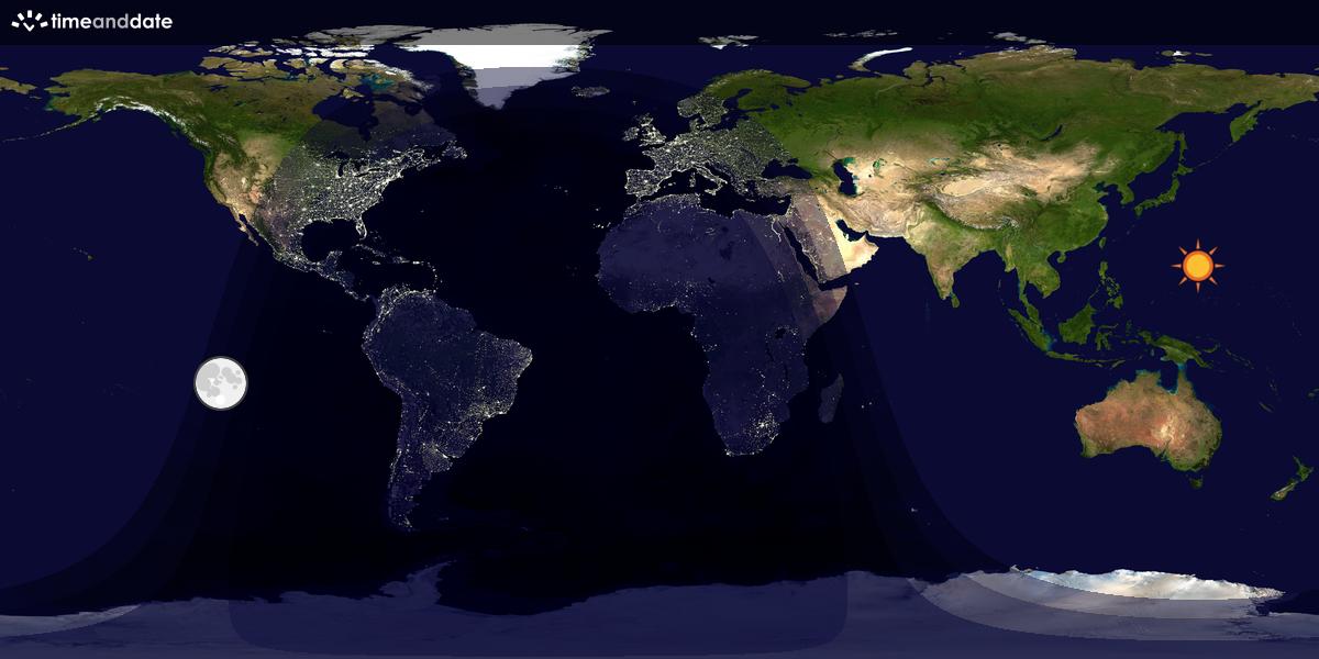 Verdenskart som viser dag og natt 