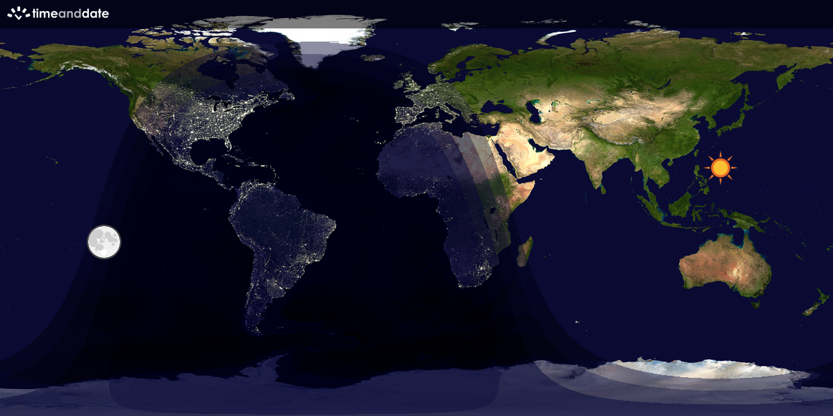 Verdenskart som viser dag og natt 