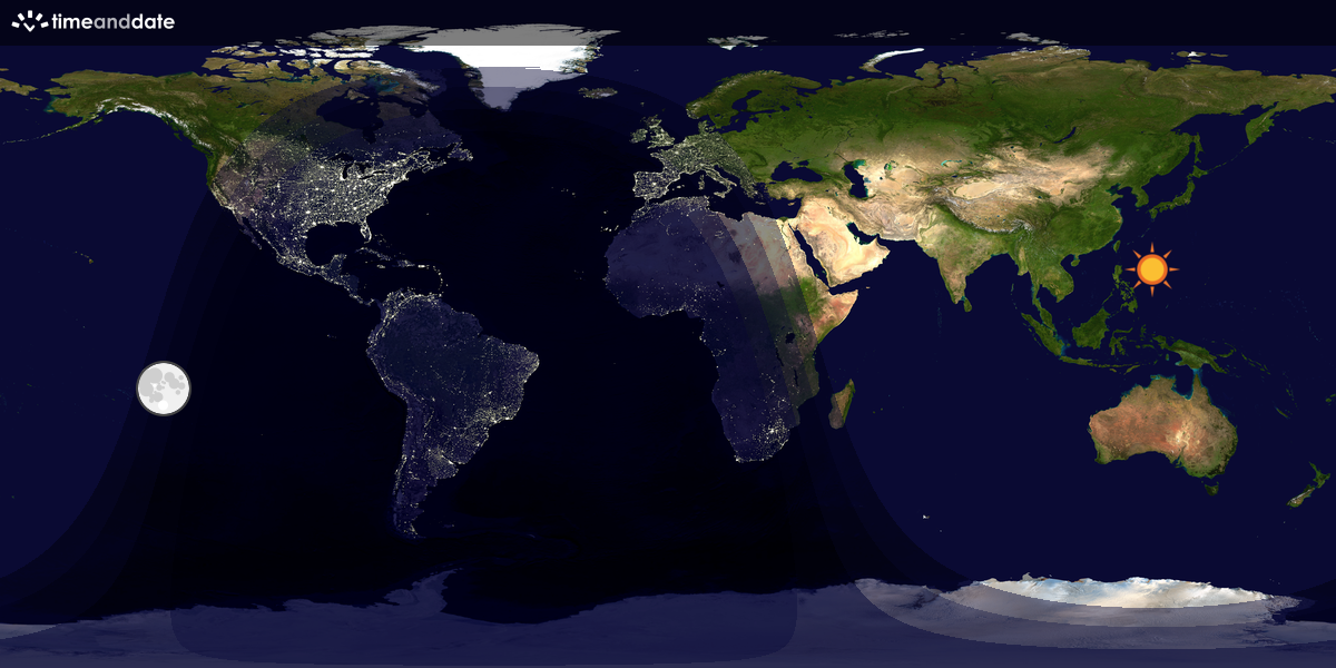Verdenskart som viser dag og natt 