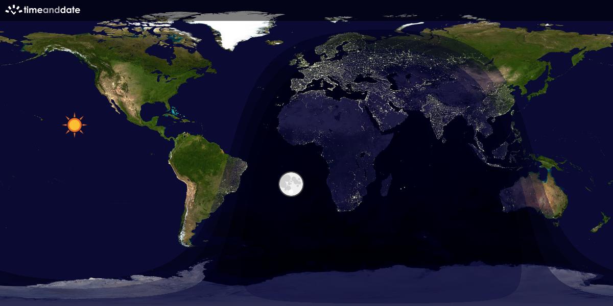 Verdenskart som viser dag og natt 