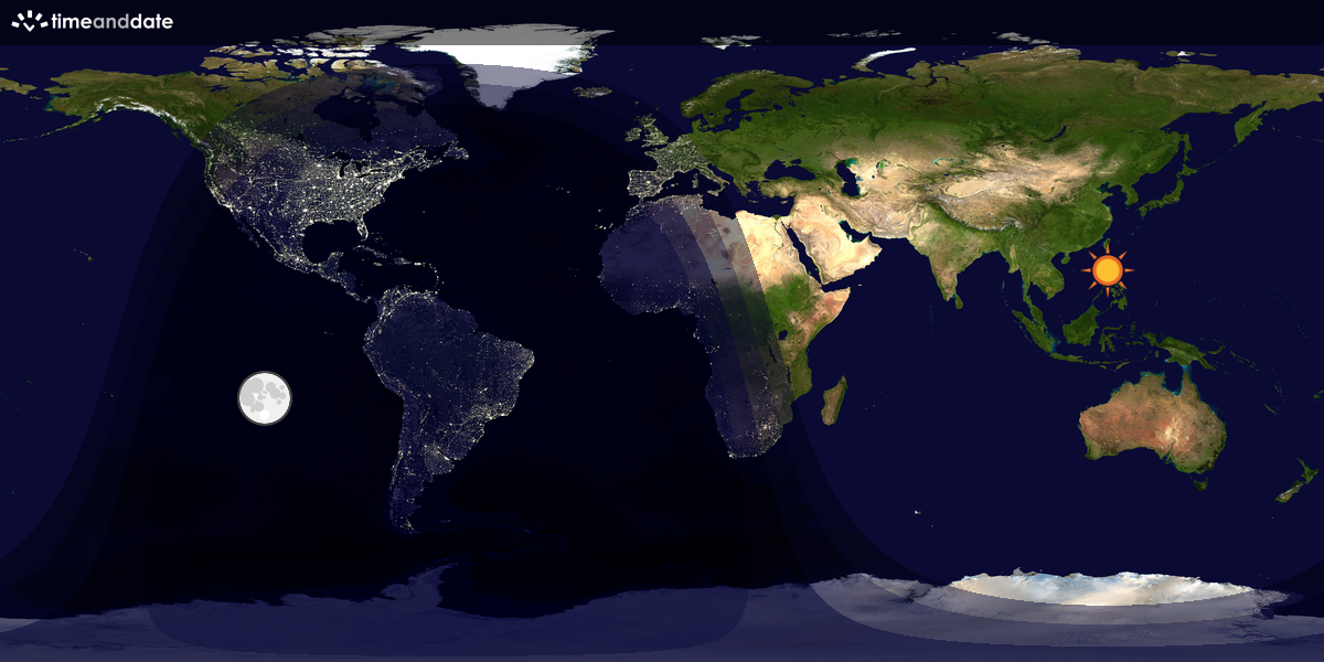 Verdenskart som viser dag og natt 