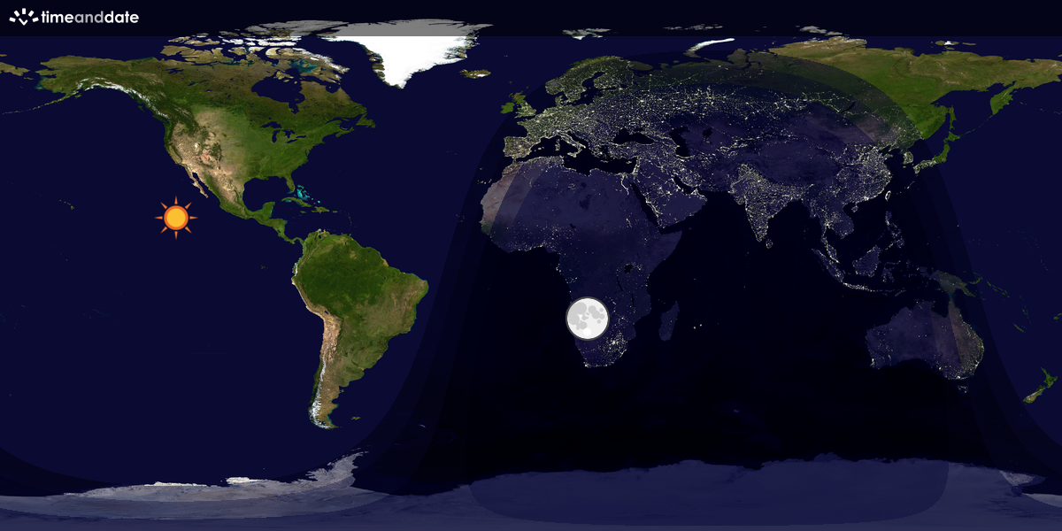 Verdenskart som viser dag og natt 
