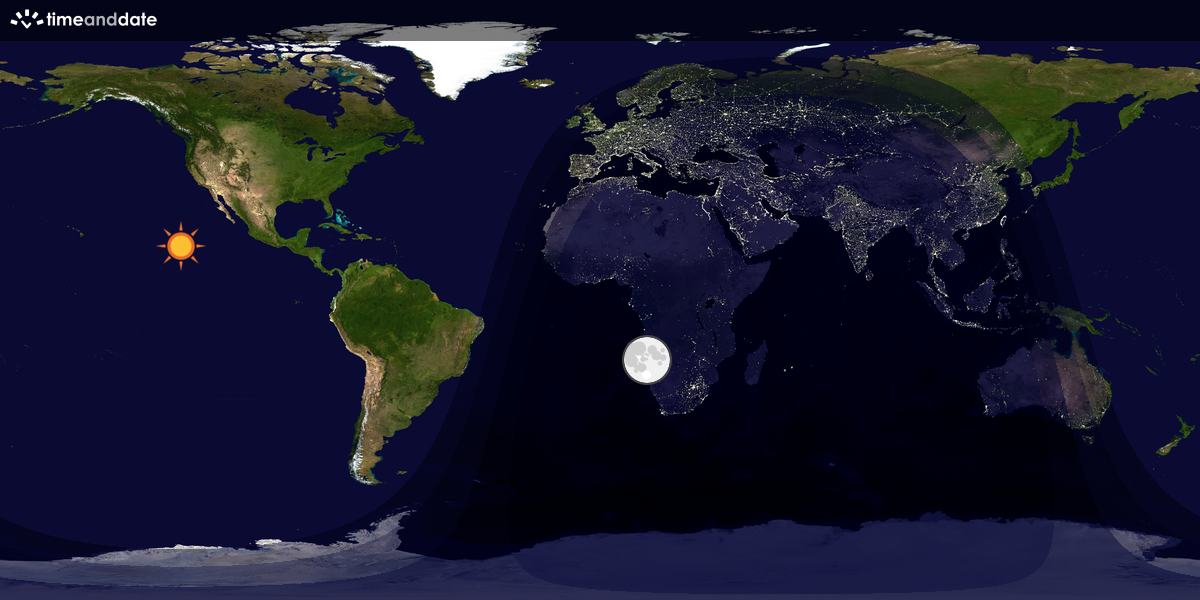 Verdenskart som viser dag og natt 
