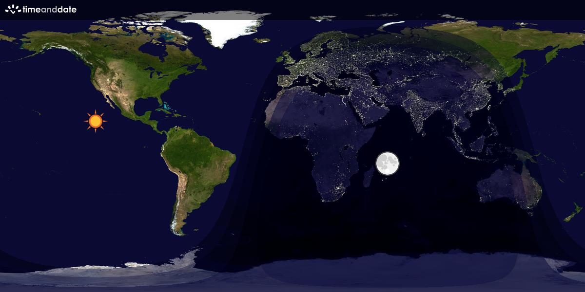 Verdenskart som viser dag og natt 