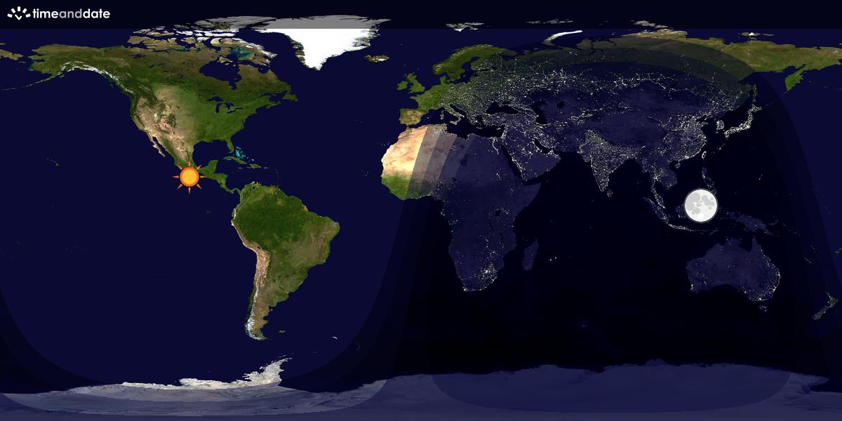Verdenskart som viser dag og natt 
