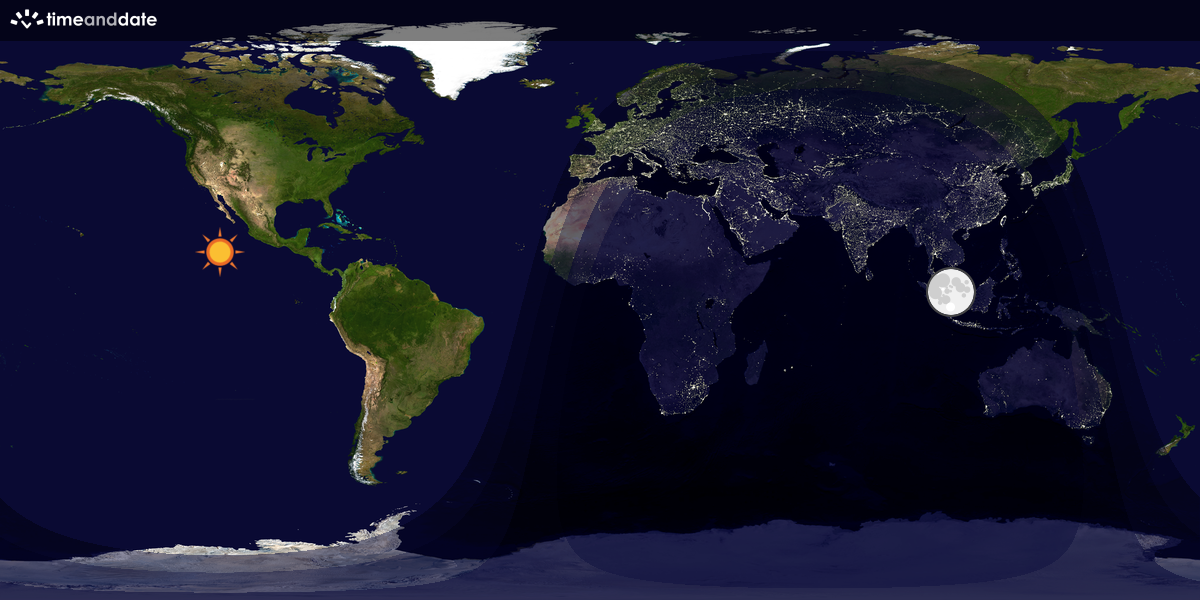 Verdenskart som viser dag og natt 
