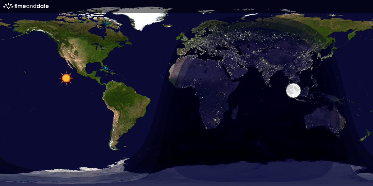 Verdenskart som viser dag og natt 