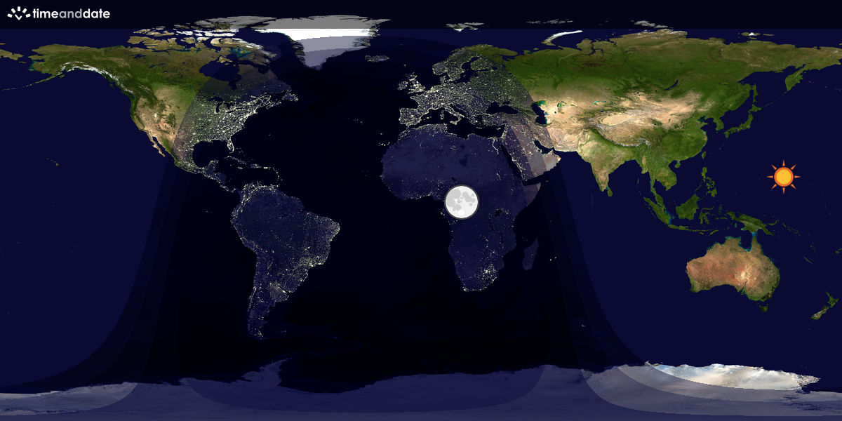 Verdenskart som viser dag og natt 