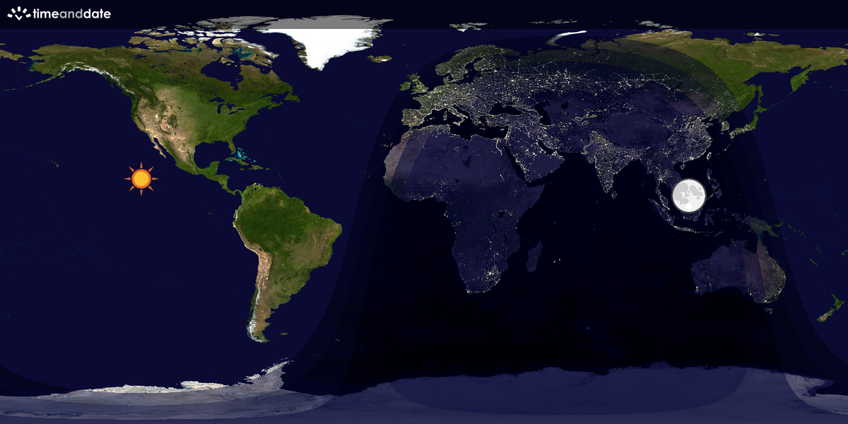 Verdenskart som viser dag og natt 