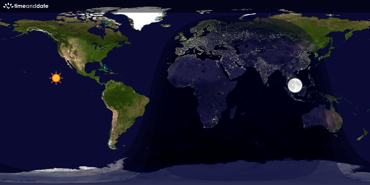 Verdenskart som viser dag og natt 