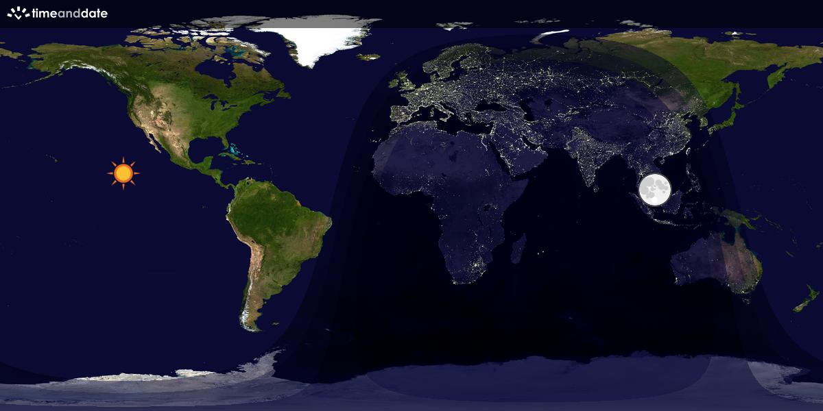 Verdenskart som viser dag og natt 