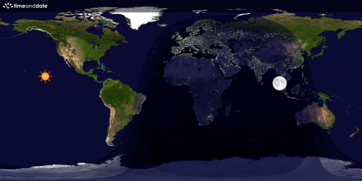 Verdenskart som viser dag og natt 