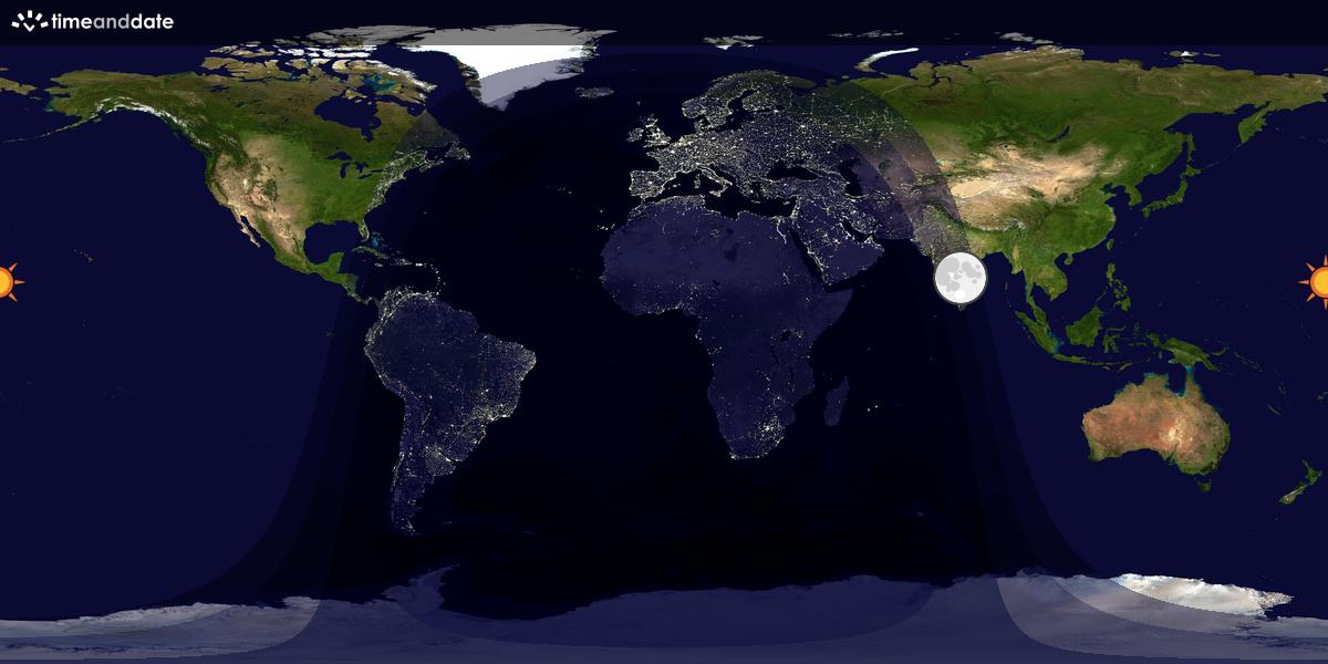 Verdenskart som viser dag og natt 