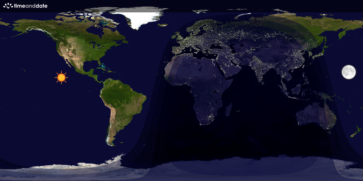 Verdenskart som viser dag og natt 