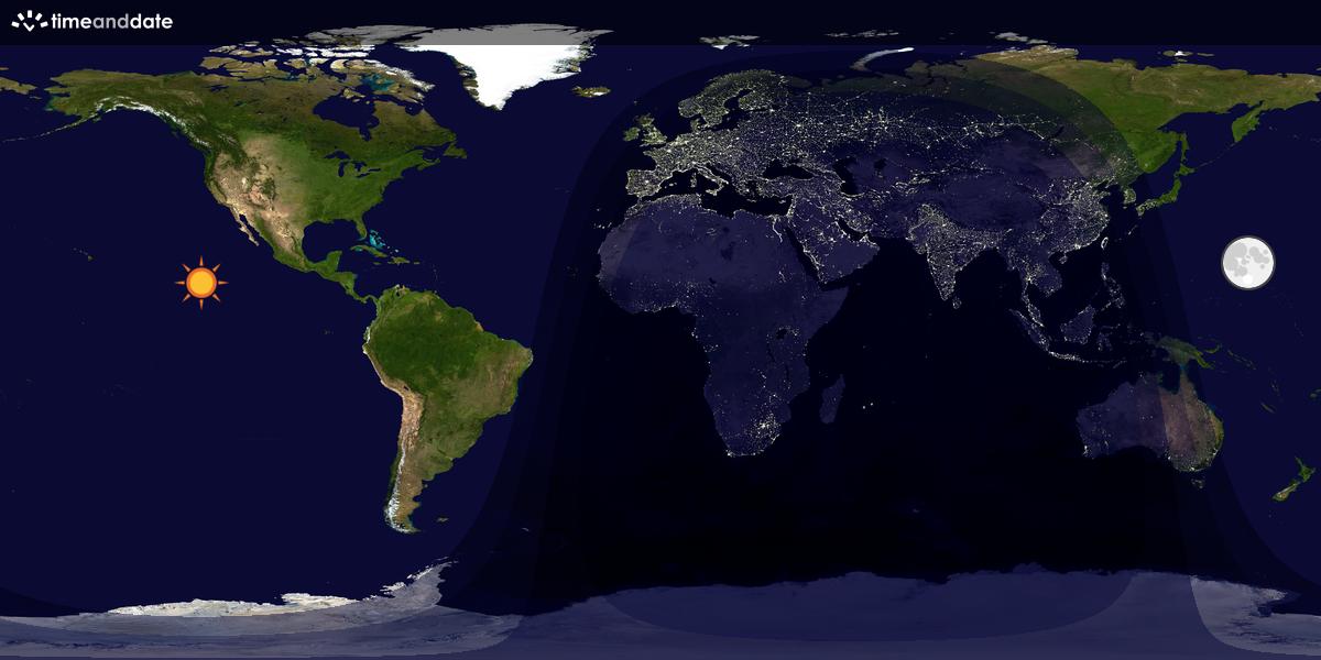 Verdenskart som viser dag og natt 