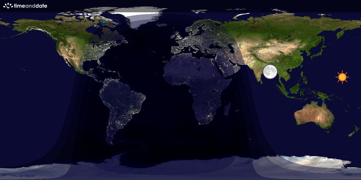 Verdenskart som viser dag og natt 