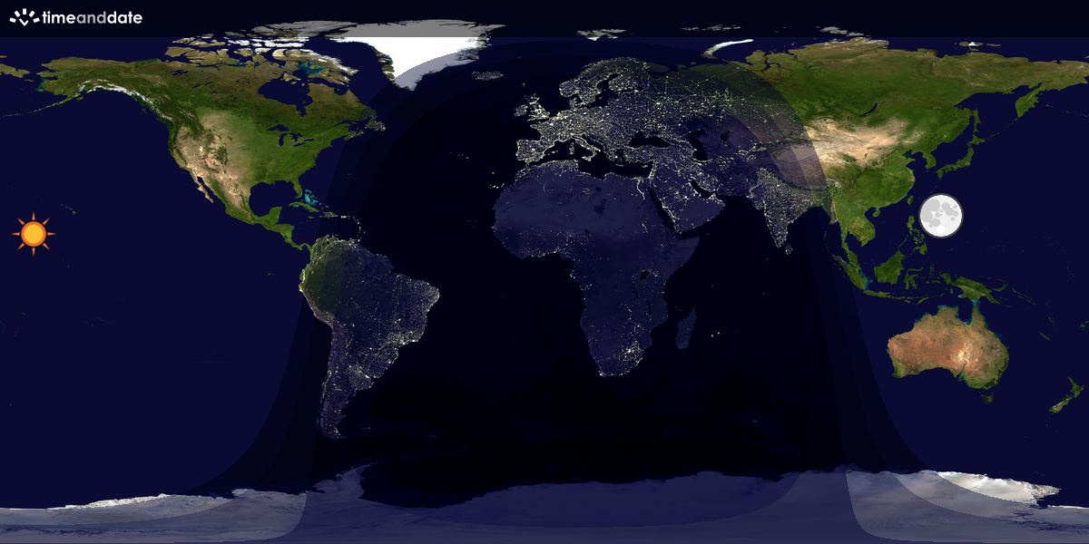 Verdenskart som viser dag og natt 