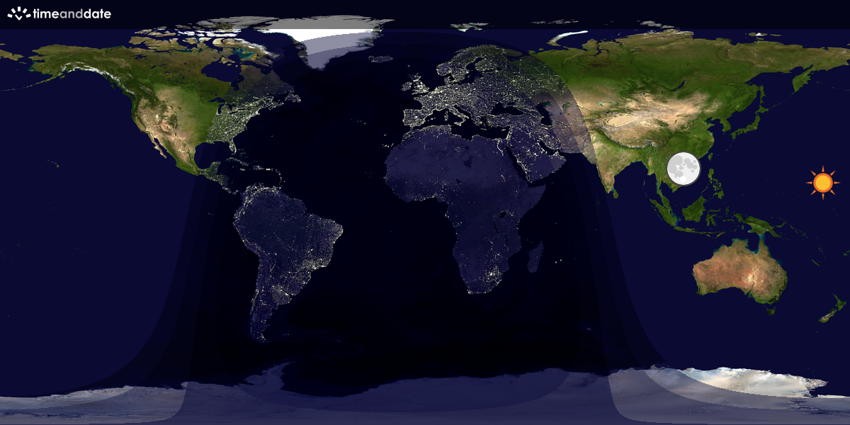 Verdenskart som viser dag og natt 