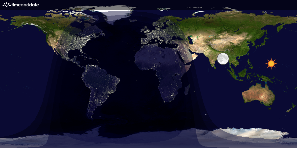 Verdenskart som viser dag og natt 