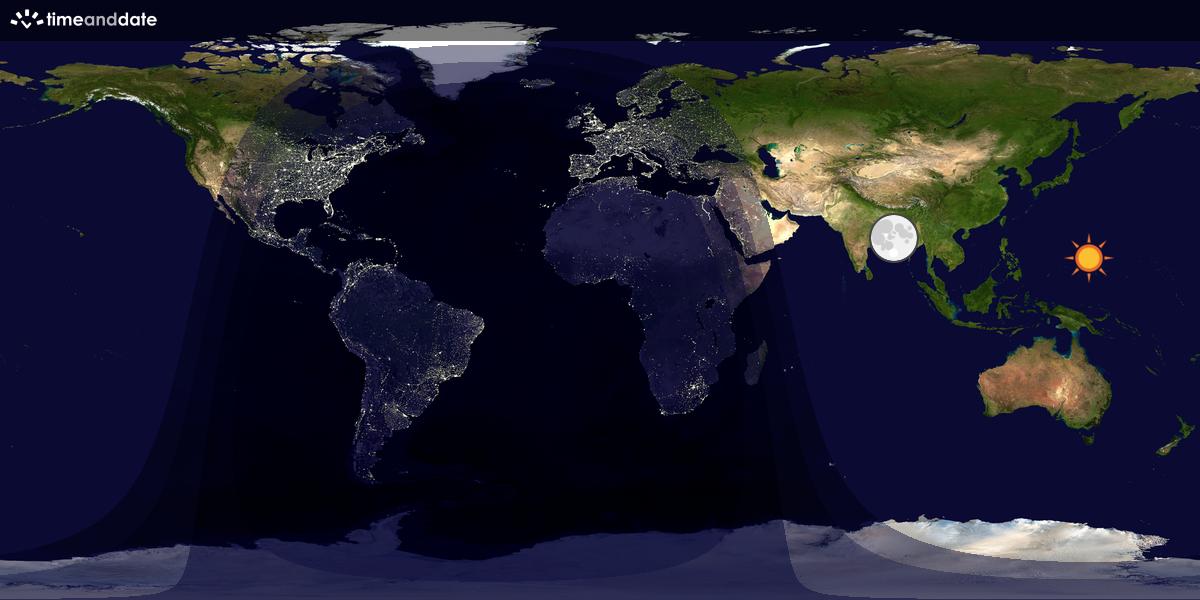 Verdenskart som viser dag og natt 
