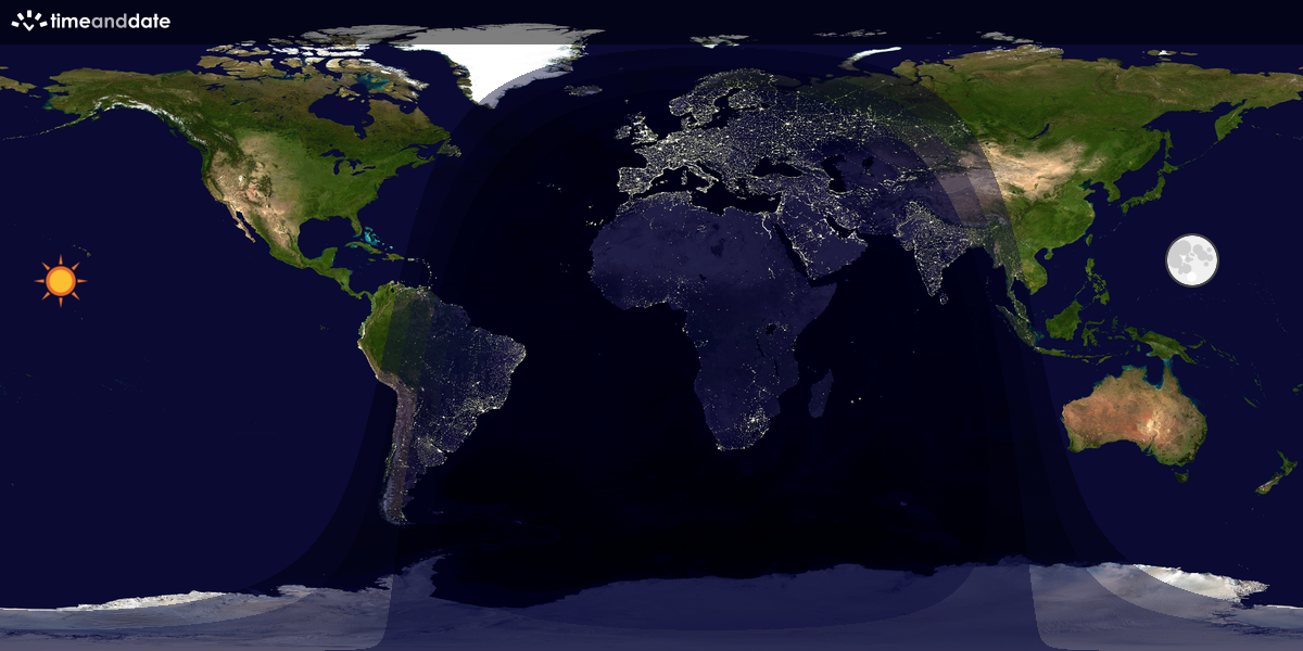 Verdenskart som viser dag og natt 