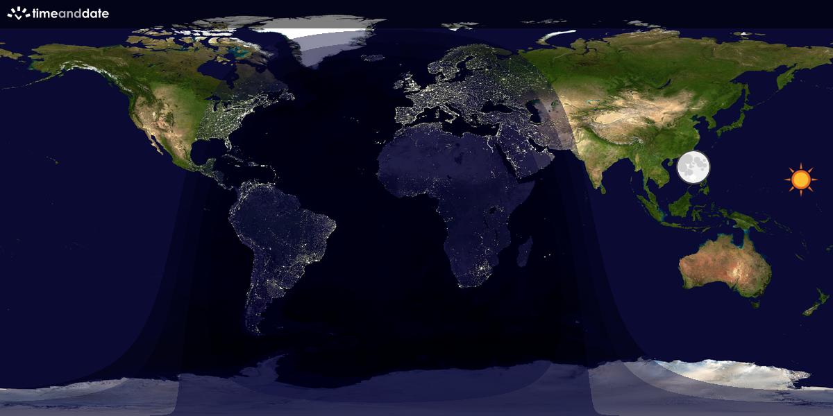 Verdenskart som viser dag og natt 